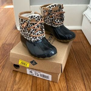 Sperry Saltwater Boots. Leopard. Toddler size 7.